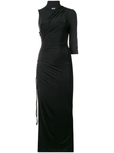 Off-White asymmetric-sleeve midi dress - Black - zdjęcie produktu nr 1