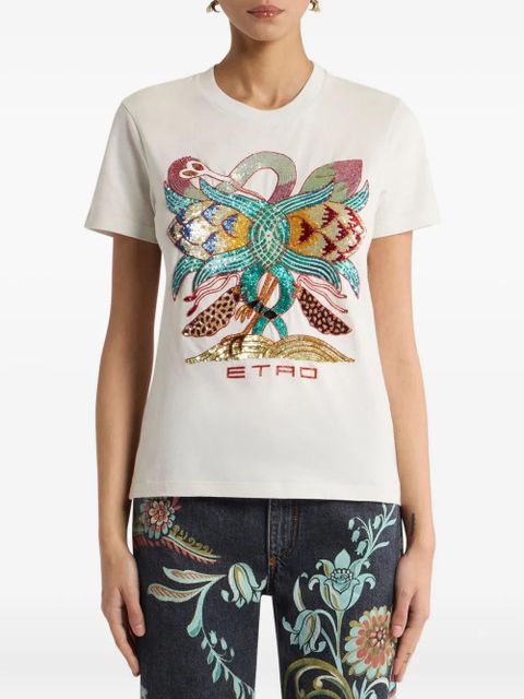 ETRO embellished floral-print T-shirt - White