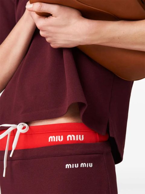 Miu Miu logo-embroidered piqué skirt