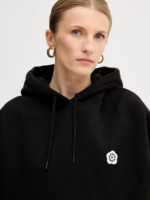 Kenzo bluza bawełniana Boke Flower 2.0 damska kolor czarny z kapturem z aplikacją FF52SW1754MB.99J