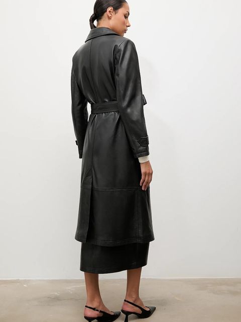 Answear.LAB płaszcz skórzany kolor czarny - zdjęcie produktu nr 2