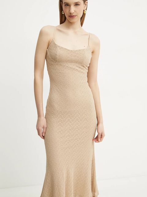 Bardot sukienka kolor beżowy midi dopasowana 57998DB7 - zdjęcie produktu nr 2