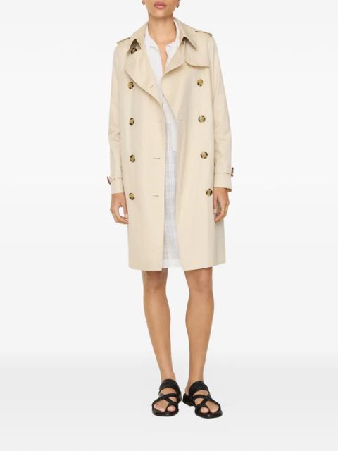 Burberry mid-length tropical gabardine Kensington trench coat - Neutrals
