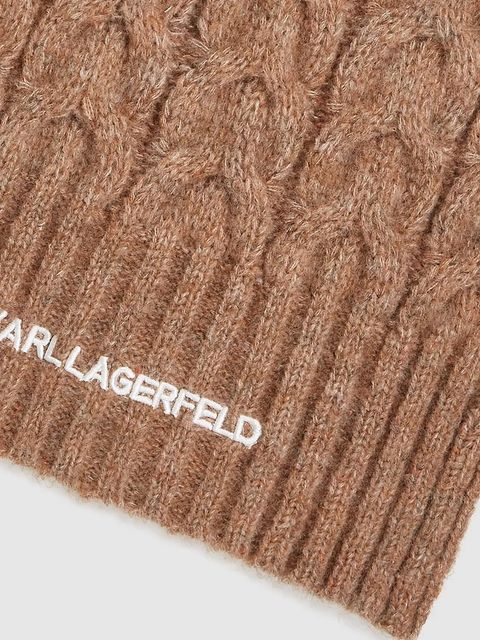 Karl Lagerfeld szalik z domieszką wełny K/ESSENTIAL damski kolor beżowy gładki A4W33029 - zdjęcie produktu nr 2