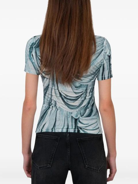 Rabanne trompe l'oeil-print T-shirt - Blue