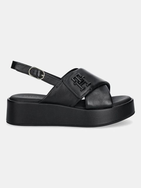 Tommy Hilfiger sandały skórzane TH LOGO HW PADDED LEATHER SANDAL - zdjęcie produktu nr 1