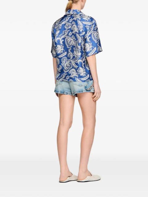 SANDRO floral printed short-sleeve shirt - Blue