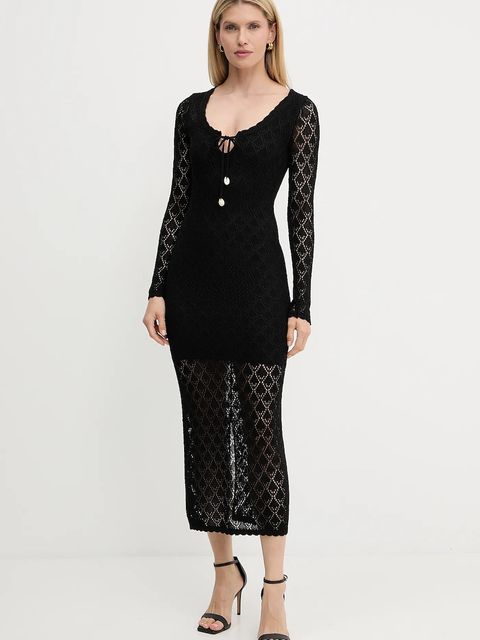 Guess sukienka ALBA kolor czarny maxi prosta W5YK85 Z0010