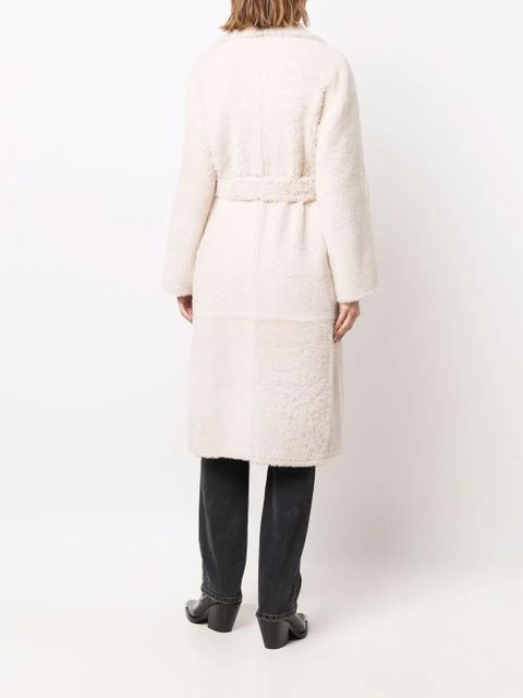 Yves Salomon belted shearling coat - Neutrals