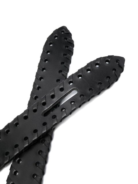 ISABEL MARANT Lecce whipstitch-trim leather belt - 01BK