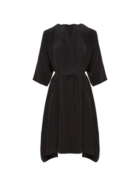 Yves Salomon V-neck tie silk midi dress - Black - zdjęcie produktu nr 1