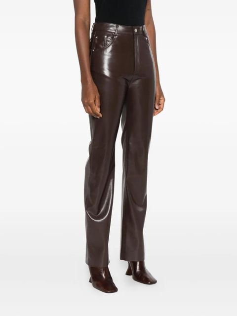 Nanushka five-pocket faux-leather trousers - Brown