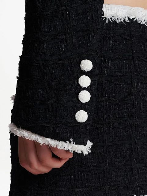 Balmain V-neck cropped tweed jacket - Black