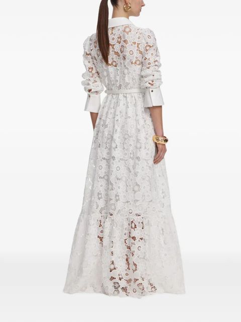 Self-Portrait floral-lace shirt dress - White