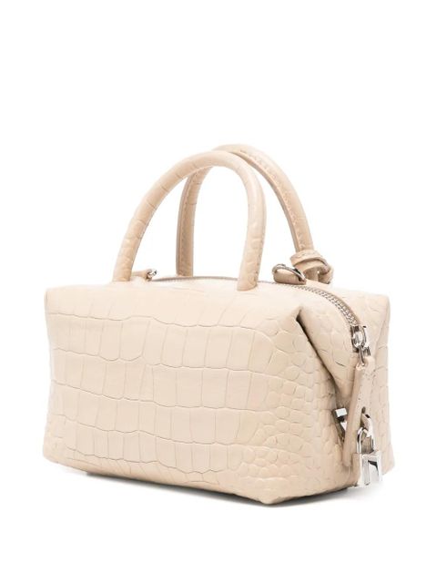 Max Mara Mxaholdalls top-handle croco-effect mini bag - Neutrals