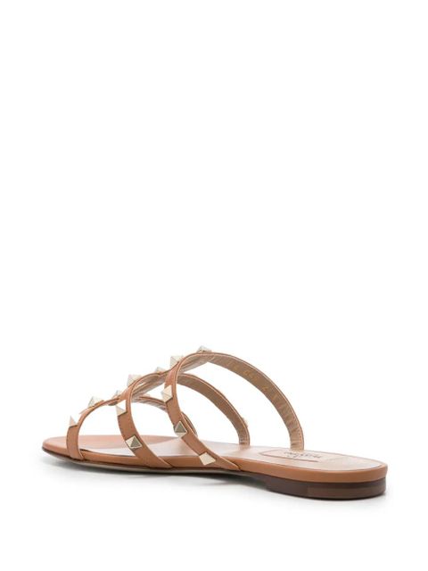 Valentino Garavani Rockstud flat leather sandals - Brown - zdjęcie produktu nr 2