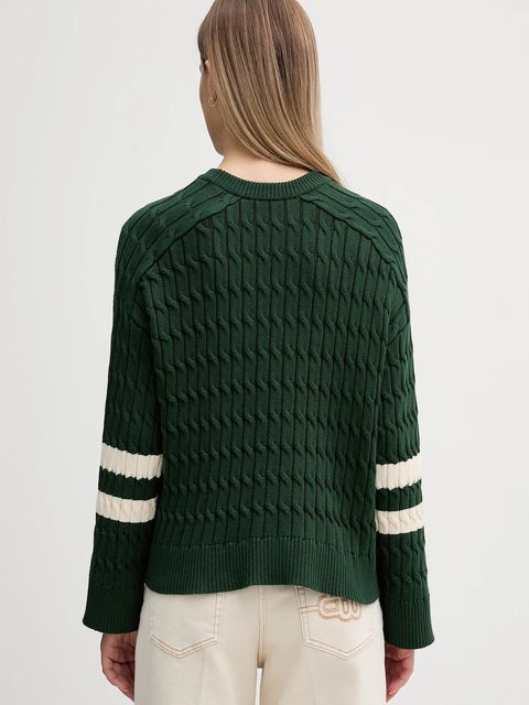 Tommy Hilfiger sweter bawełniany damski kolor zielony WW0WW47633 - zdjęcie produktu nr 2