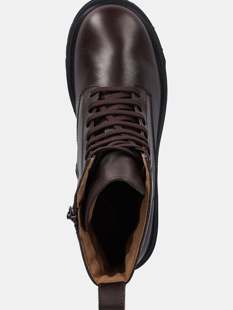 Camper botki skórzane Milah damskie kolor brązowy na płaskim obcasie K400577-013