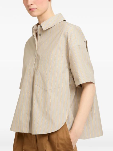Yves Salomon striped short-sleeve poplin shirt - Neutrals