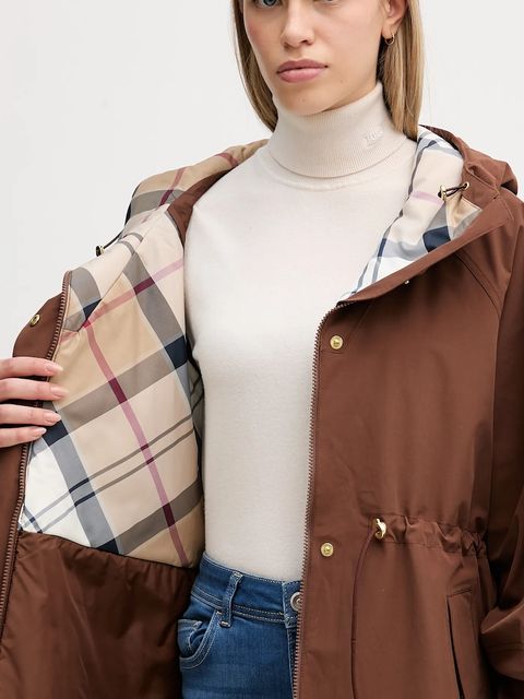 Barbour kurtka przeciwdeszczowa kolor brązowy przejściowa LWB0912