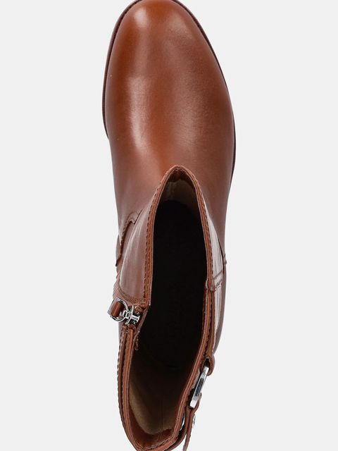 Lauren Ralph Lauren botki skórzane Tasha Mid damskie kolor brązowy na płaskim obcasie 802980069002