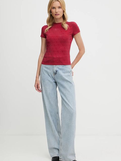 Guess t-shirt damski kolor czerwony W4BI26 J1314 - zdjęcie produktu nr 2