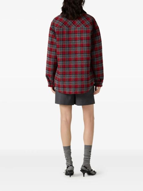 Miu Miu plaid-check down jacket - Red - zdjęcie produktu nr 2