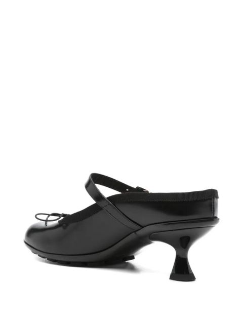 Simone Rocha polished-leather bow mules - Black