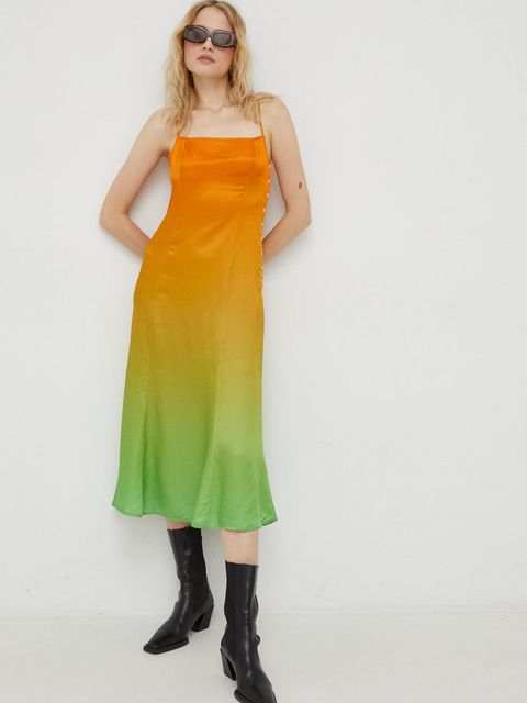 Samsoe Samsoe sukienka z domieszką jedwabiu - zdjęcie produktu nr 2