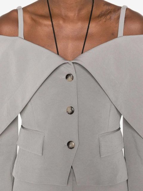 Nanushka foldback-neckline blazer - Grey