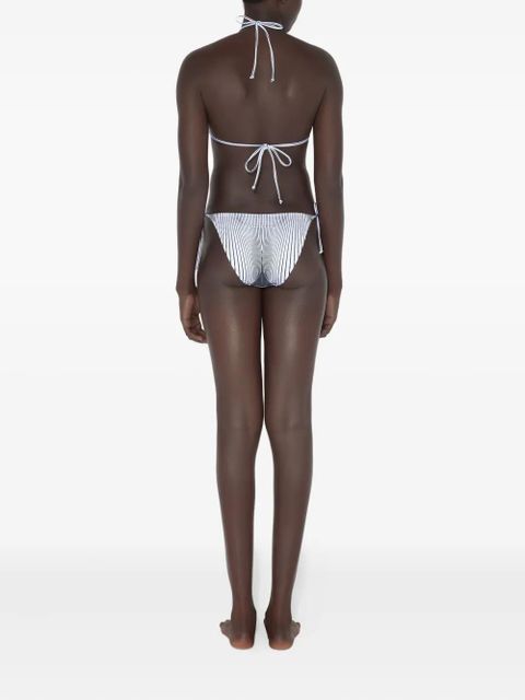 Jean Paul Gaultier pinstripe tie bikini top - White