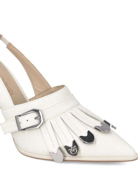 PINKO slingback fringed-detail pumps - White