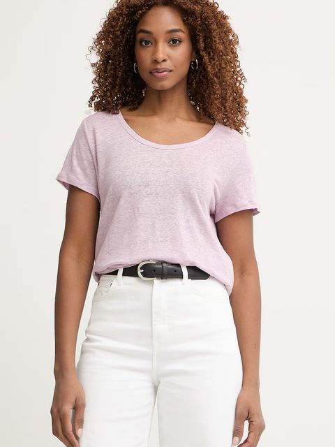 United Colors of Benetton T-shirt damski lniany - zdjęcie produktu nr 2