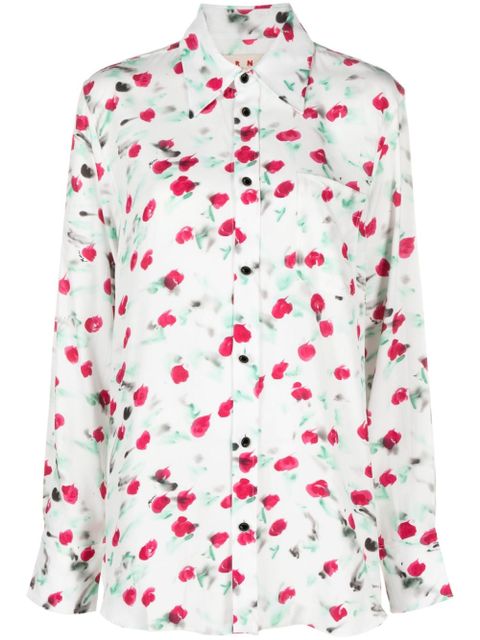 Marni logo-buttons floral-print shirt - White - zdjęcie produktu nr 1