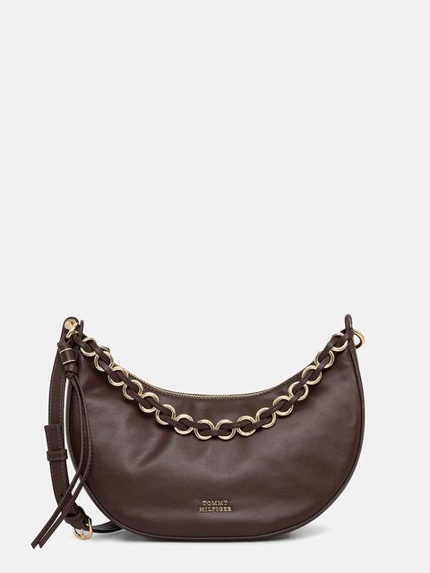 Tommy Hilfiger torebka skórzana kolor brązowy AW0AW17467 - zdjęcie produktu nr 1