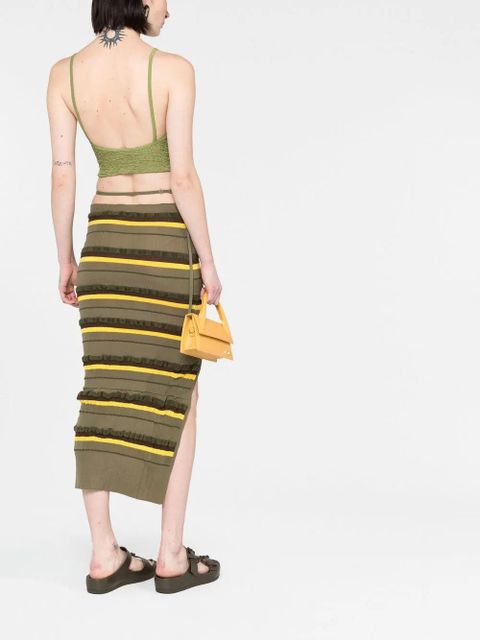 Jacquemus ribbed-knit striped midi skirt - Green