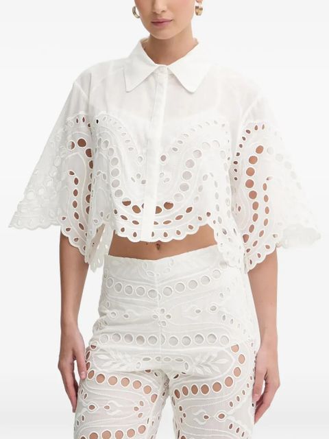 Charo Ruiz Ibiza Storm scallop-trim eyelet blouse - White - zdjęcie produktu nr 1