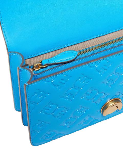 PINKO Love Birds debossed leather cross body bag - Blue