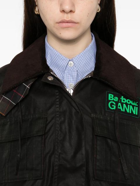 Barbour x Ganni peplum waxed coat - Brown