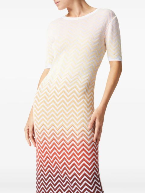 Missoni zigzag-woven midi dress - White