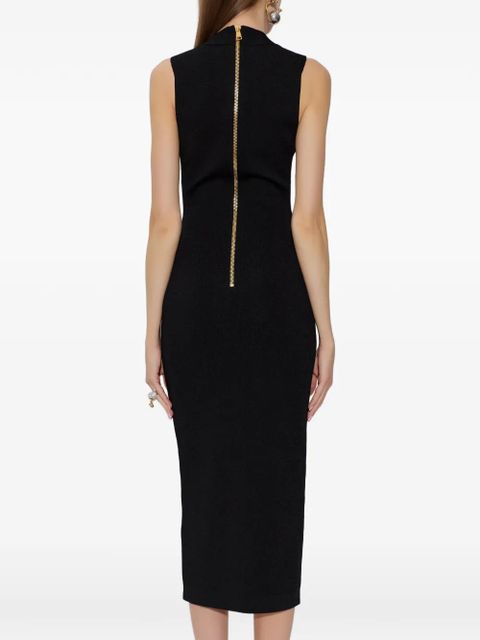 Balmain V-neck zip-up dress - Black