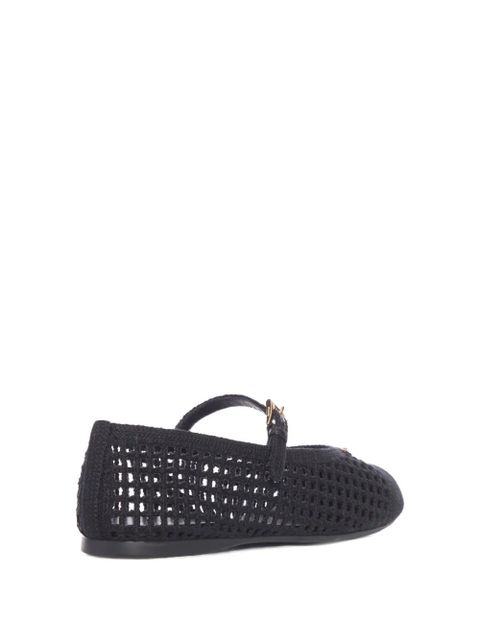 Prada crochet logo-plaque ballet flats - Black