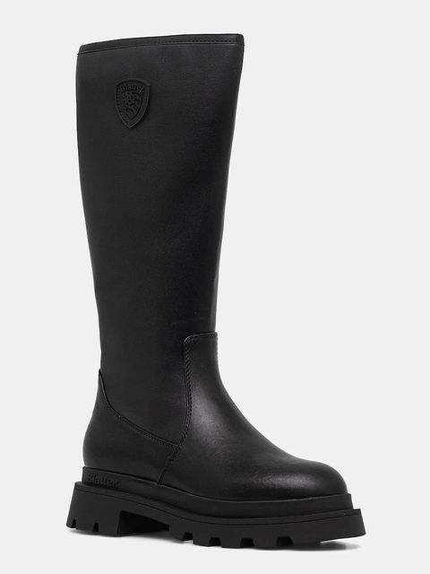 Blauer kozaki KIMMEL damskie kolor czarny na płaskim obcasie F5KIMMEL01/LEP - zdjęcie produktu nr 1