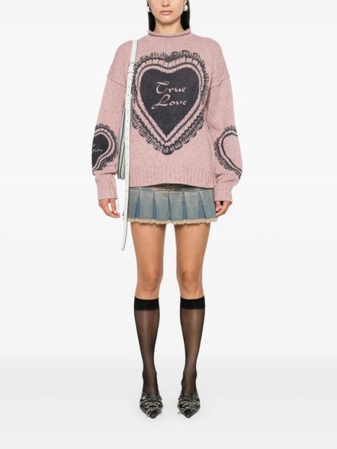 Acne Studios heart-print chunky-knit jumper - Pink