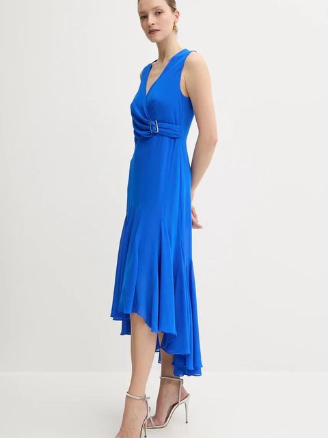 Morgan sukienka REEL kolor niebieski midi rozkloszowana REEL