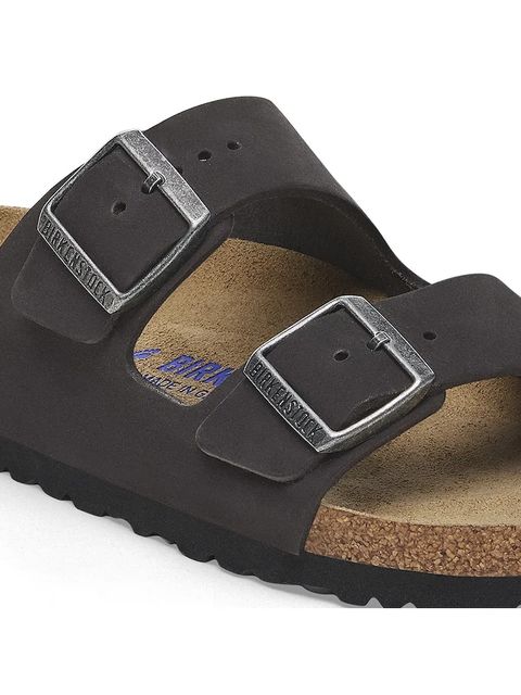Birkenstock klapki nubukowe Arizona SFB kolor czarny 1019035