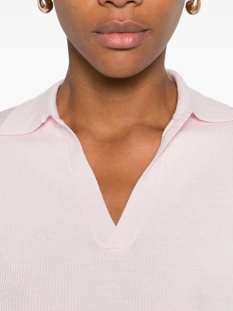 Max Mara collared ribbed top - Pink