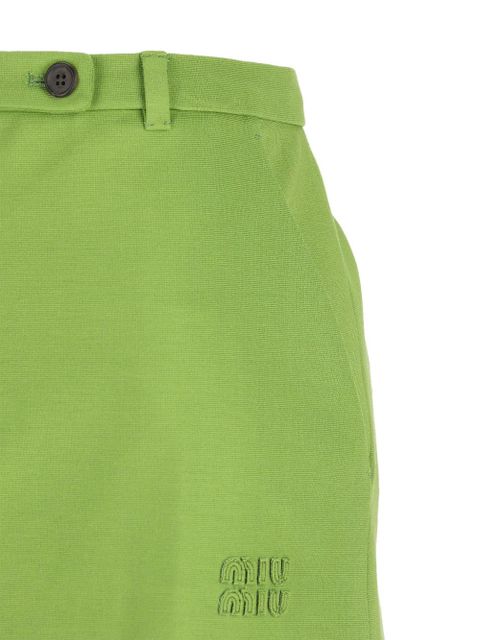 Miu Miu logo-detail mini skirt - Green