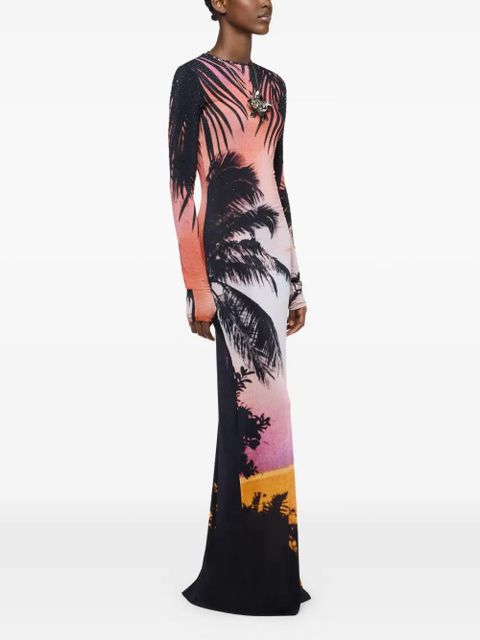 Rabanne thunderstorm-printed maxi dress - Black - zdjęcie produktu nr 2