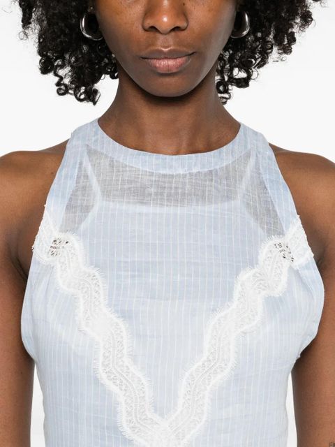 SANDRO lace striped midi dress - Blue